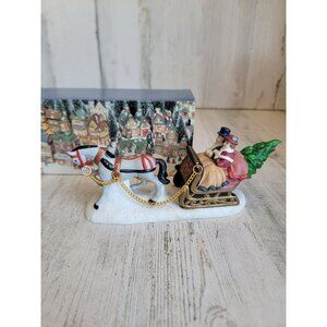 Dickens Keepsake porcelain Carriage horse-drawn couple Village accessory xmas